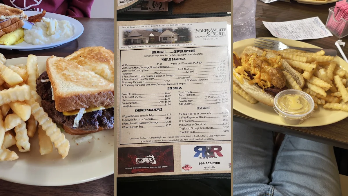 Breakfast, lunch, and dinner